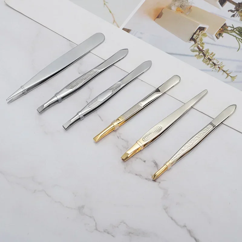 Eyebrow Clip Hair Removal Convenient Durable Practical Beauty Makeup Tool Eyebrow Tweezers Stainless Steel Semi Gold Plated