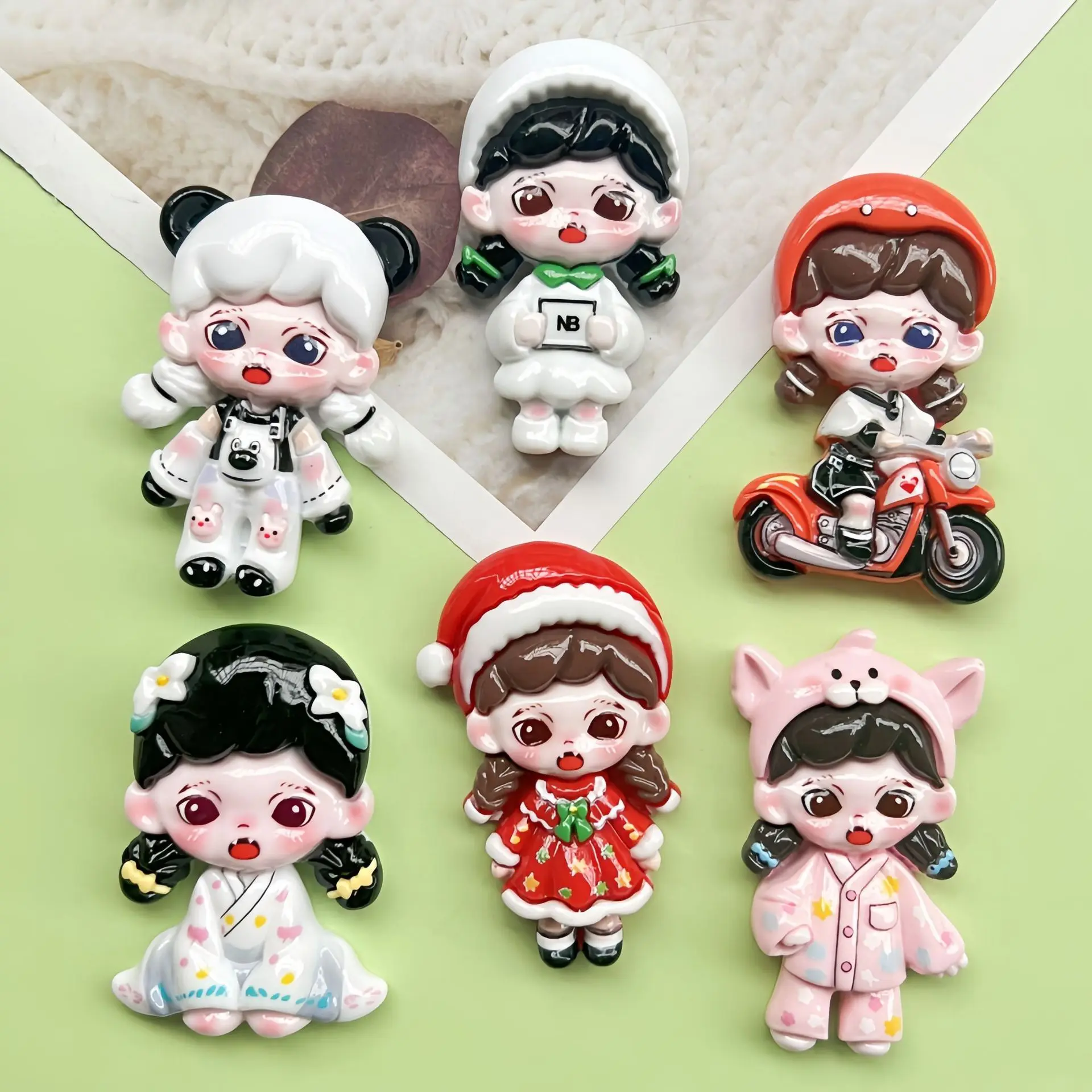 2 Stuks Schattig Meisje Cartoon Hars Flakback Handgemaakte Hars Accessoires Ambachten Materialen Scrapbooking Versieringen