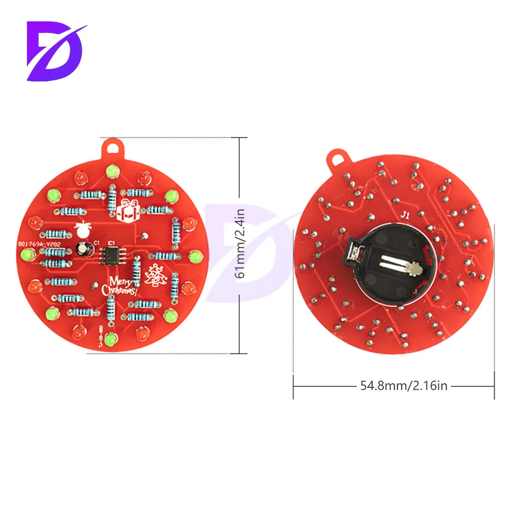 Decorações de árvore de Natal LED NE555 Luz piscante Kit eletrônico DIY - Prática de solda PCB Crcuit