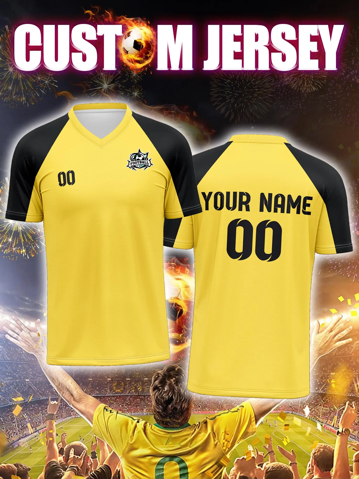 

Спортивная футболка с V-образным вырезом для взрослых и детей, с индивидуальным именем и номером, быстросохнущая, модная, с сублимационной печатью, 2026