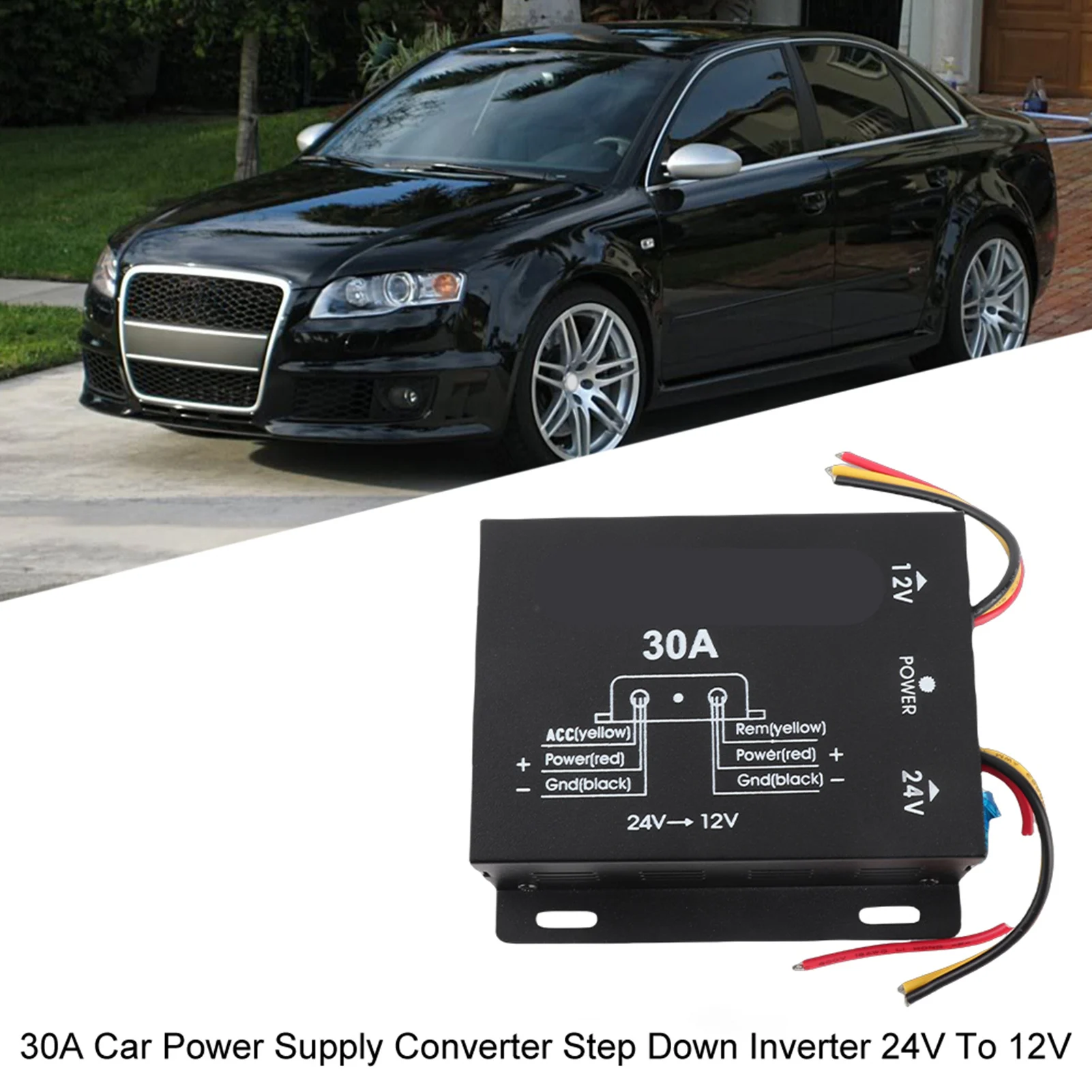30A Car Power Supply Converter Step Down Inverter 24V To 12V Car Voltage Reducer Power Converter