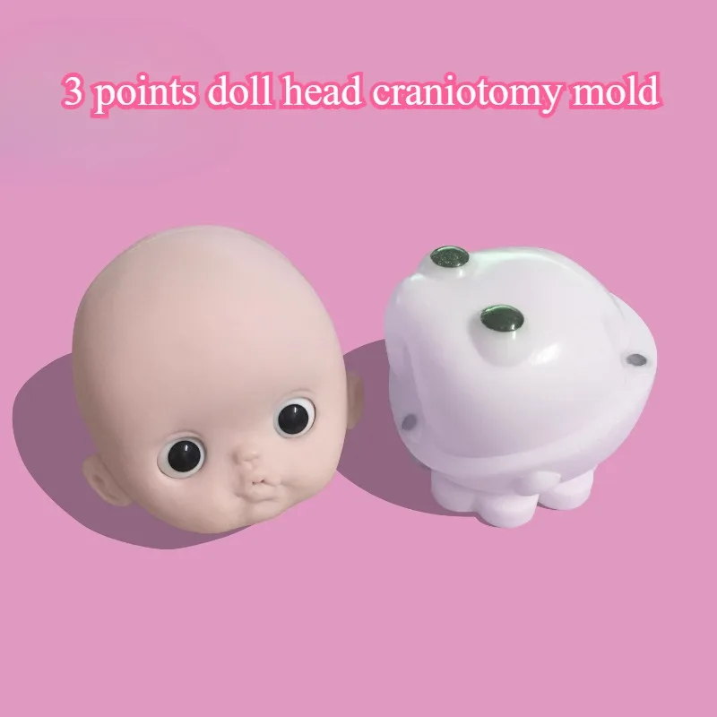 

3 Points Doll Head Craniotomy Mold Resin Material Model Clay Mold DIY Polymer Clay Doll Cartoon Character Face Outline Making