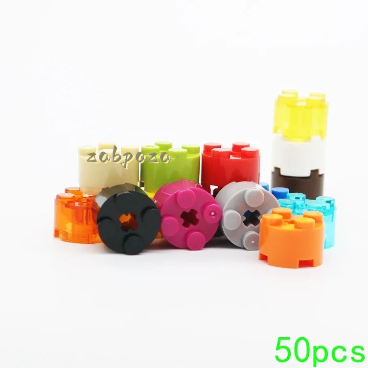 50PCS High-Tech Assemble Particle 6143 6116 39223 3941 2x2 Cylindrical Building Blocks Kit Part Idea DIY Toys For Children Gifts