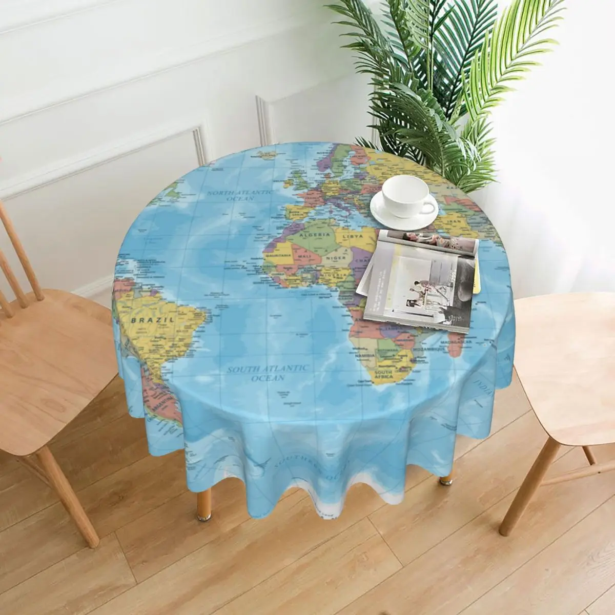 World Map Tablecloth Color Outdoor Round Table Cover Fashion Graphic Table Cloth For Events Christmas Party