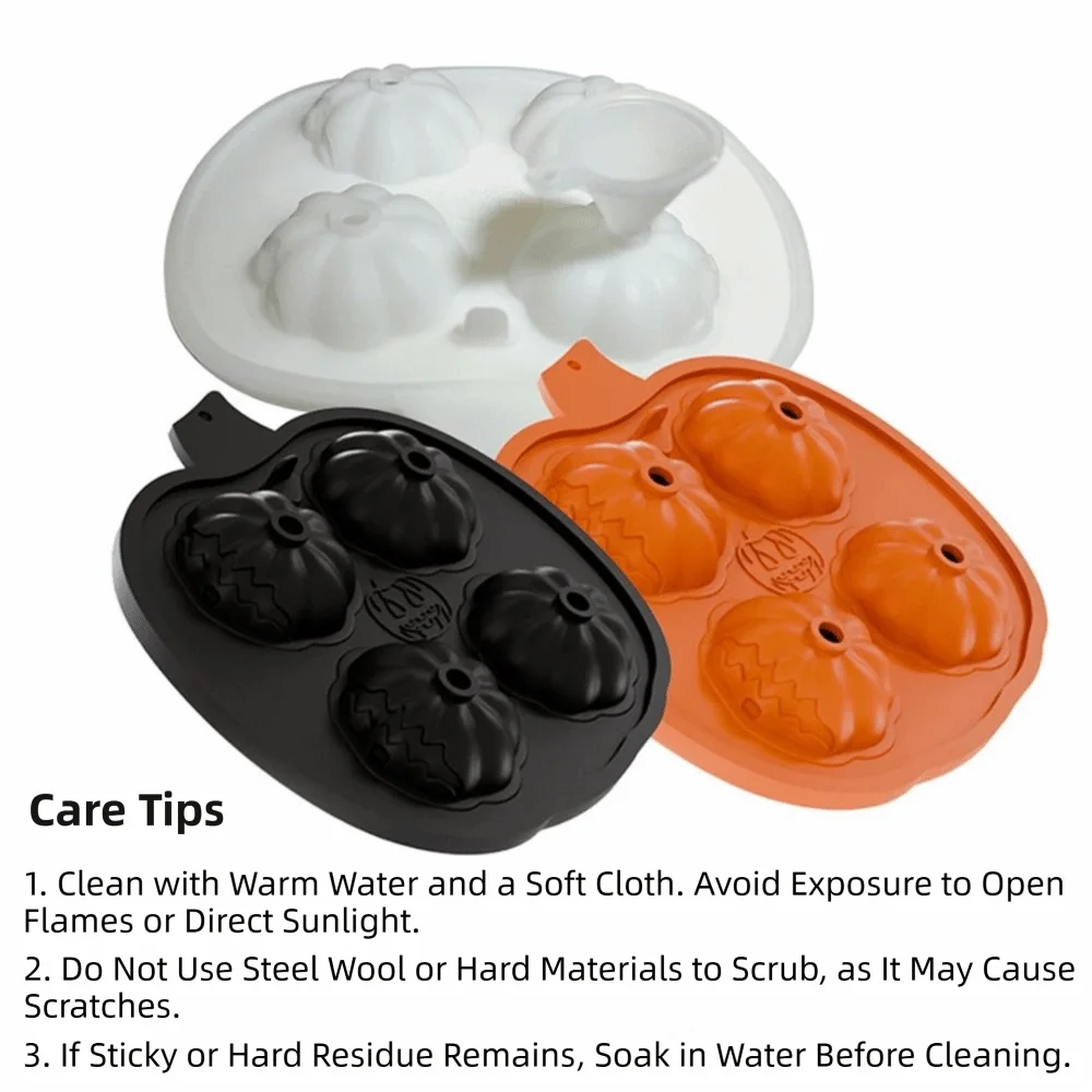 4 Grids Halloween Cake Mold Flexible Pumpkin Shape 3D Silicone Baking Mold Non-Stick Compact Halloween Pumpkin Dessert Mold