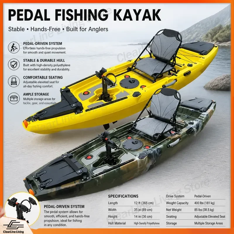 10ft Single Fishing Kayak with Pedals Leg Drive Sea Water Craft Fast Small Boat for One Person Outdoor Sports Gear