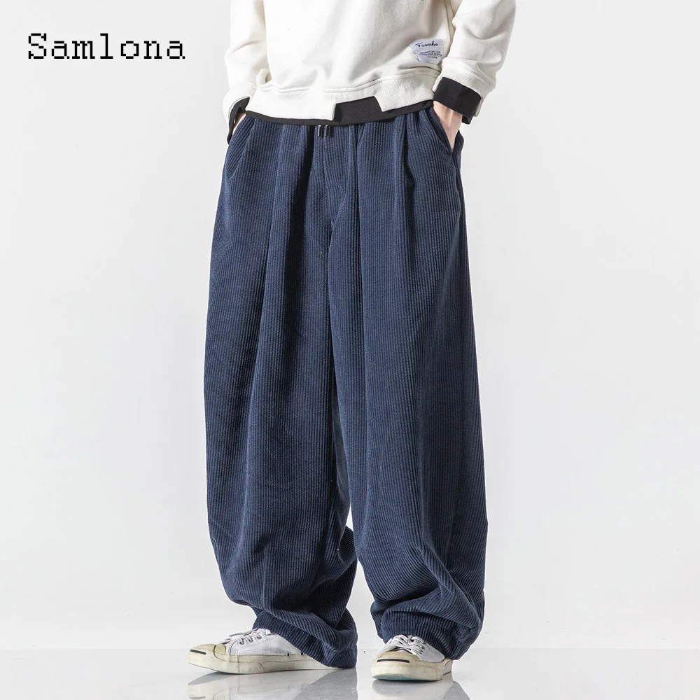 2026 حجم كبير رجل أنيق موضة الكاحل طول السراويل الكاكي رمادي فضفاض البنطلونات الرجال الوقوف جيب عادية واسعة الساق بنطلون جديد