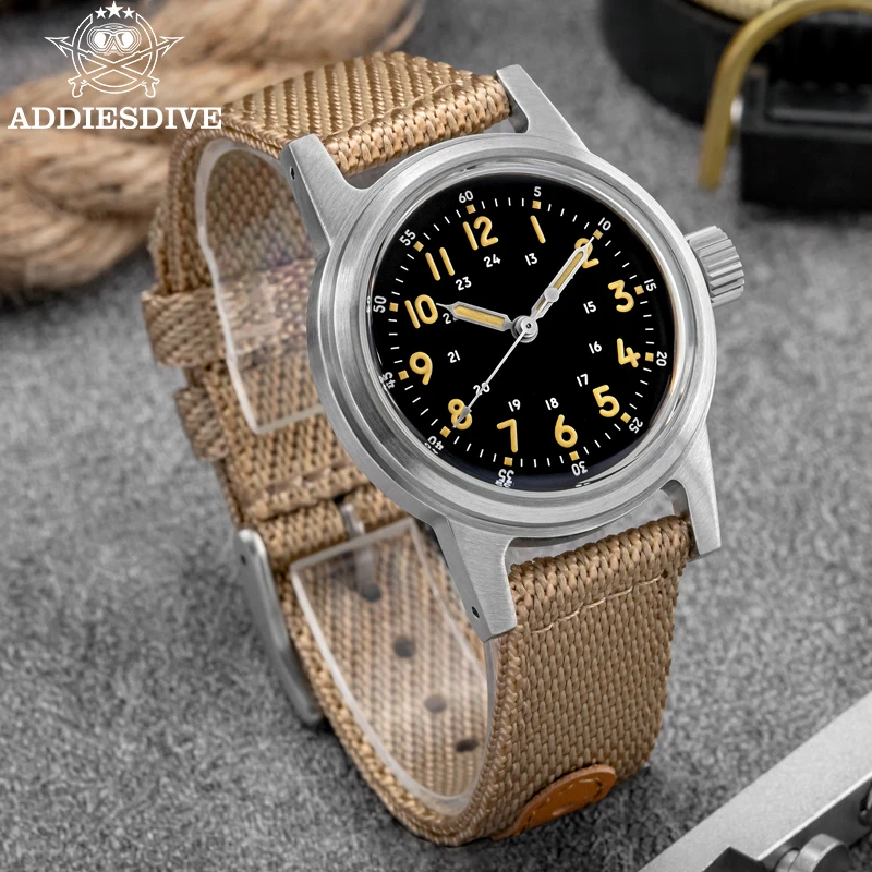 ADDIESDIVE New Watch For Men NH35 Automatic Retro C3 Luminous Luxury Mechaical Watches Fashion Nylon 200m Waterproof Mens Watch