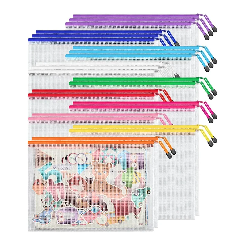 

Suitable 10 Colors Zipper Mesh Document Bag A4 Letter Size Mesh Bag, Waterproof Document Zipper Bag