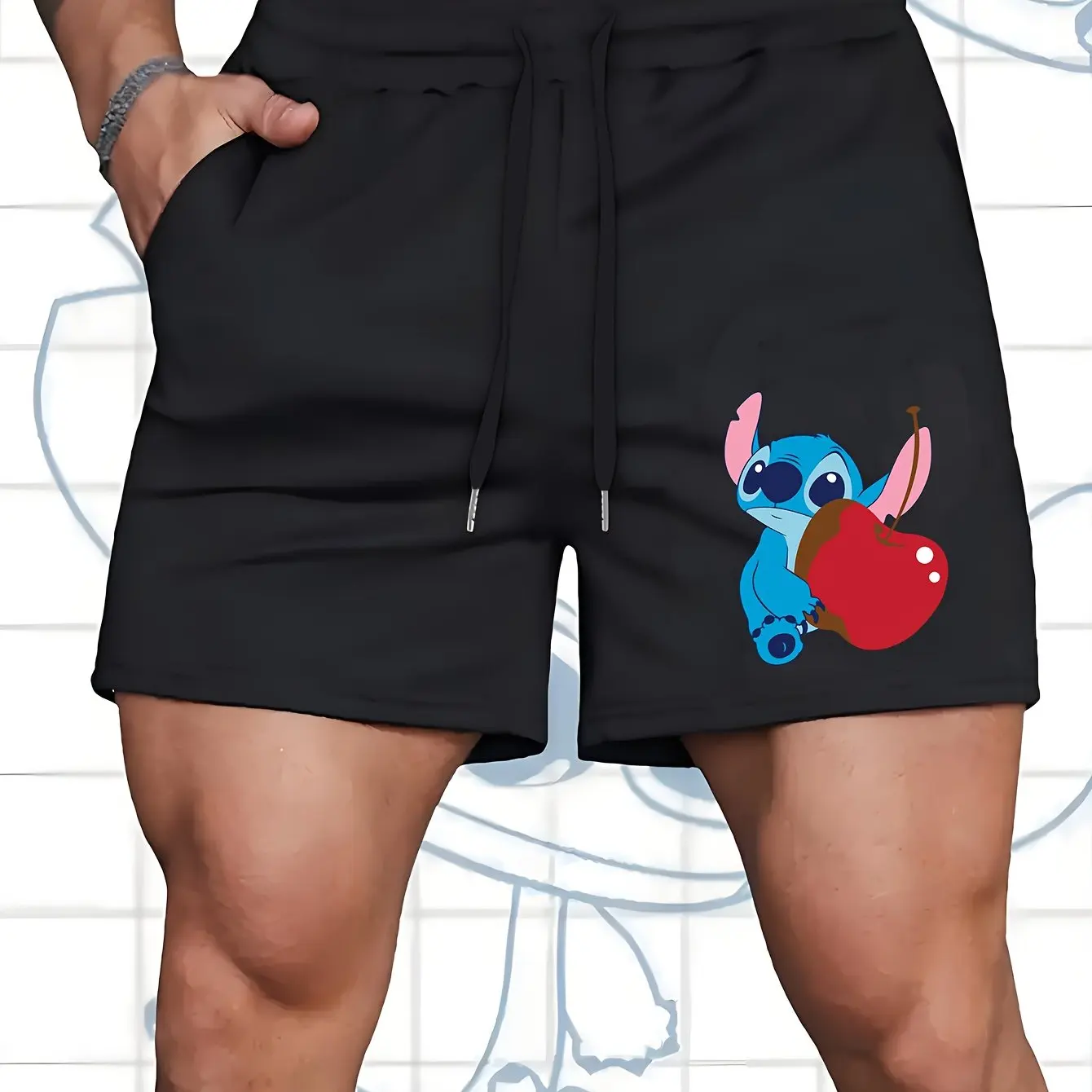 ديزني 2025 جديد غرزة الرجال الصيف السراويل الرياضية غير رسمية فضفاضة تناسب الخصر المرن مع الرباط تنفس نسيج محبوك