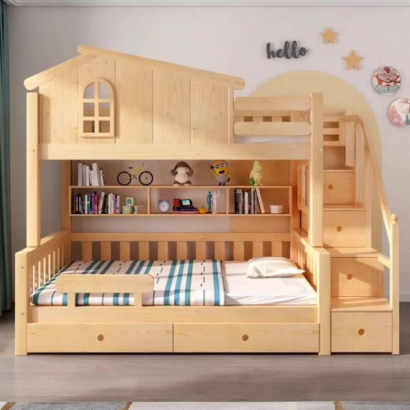 Factory Direct 2026 150x200cm bedroom Slide kids bed 2 people luxury king size frame full queen Drawer storage bunk beds