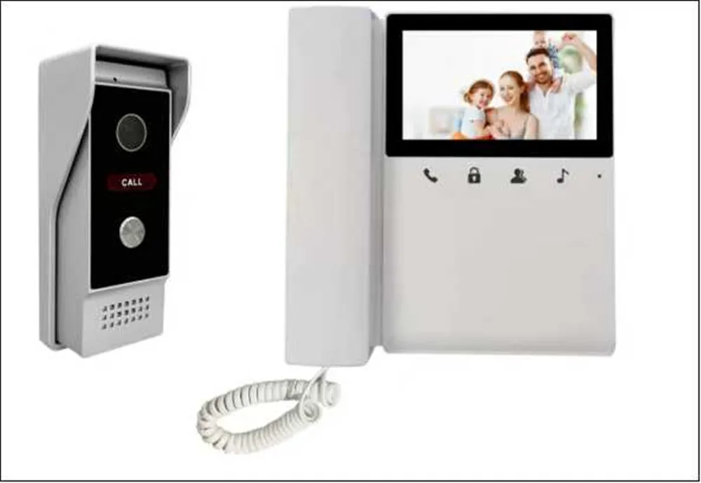 Monitor TFT 4.3 Inci, Interkom Video 4 Kabel, Kamera Pintu dengan Penglihatan Malam IR dan Sudut Pandang Lebar