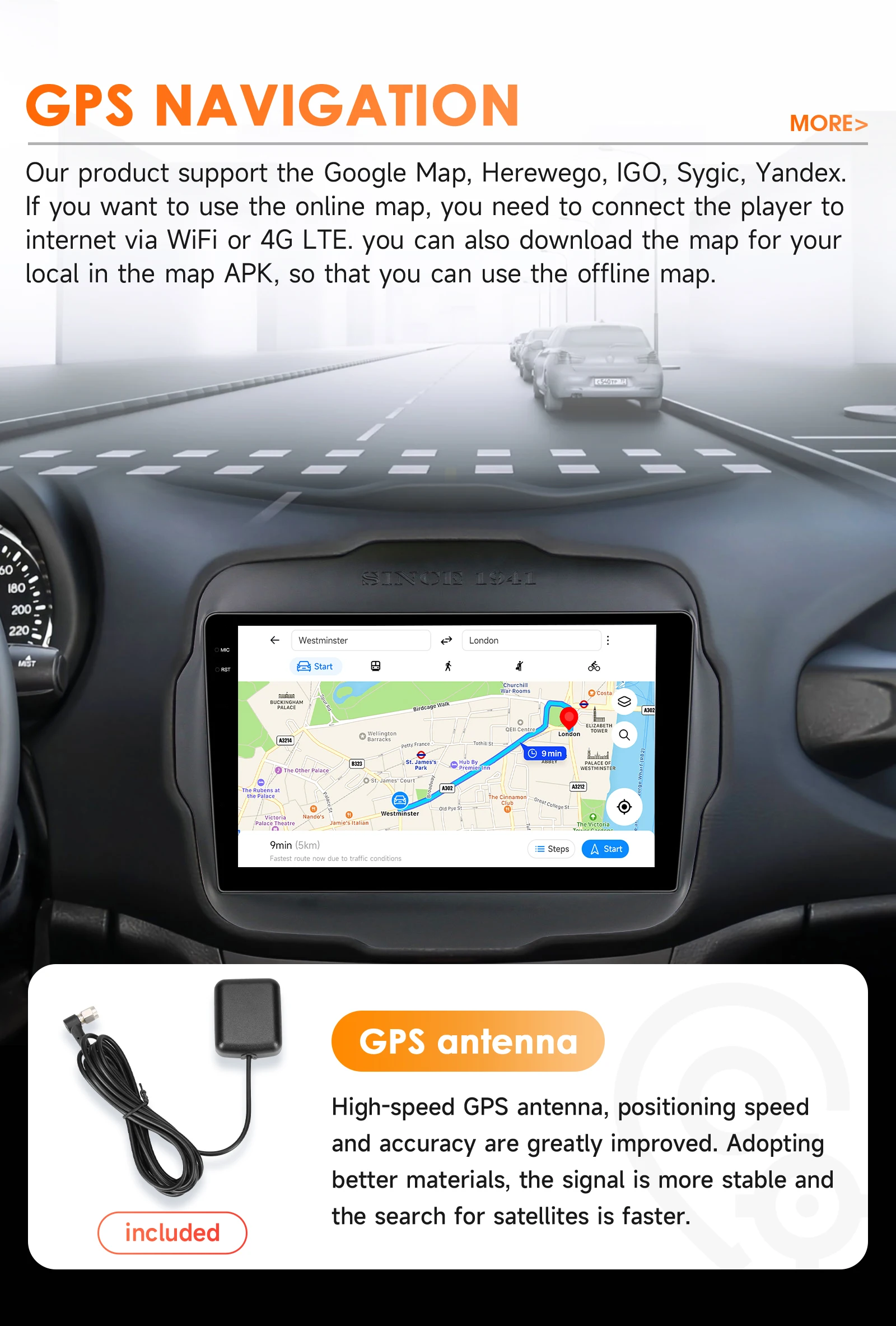 6115 Carplay 4G-LTE 9" Car Radio Android for Jeep Renegade 2016-2020 Multimedia Player Navigation GPS 2 Din Stereo DSP Autoradio