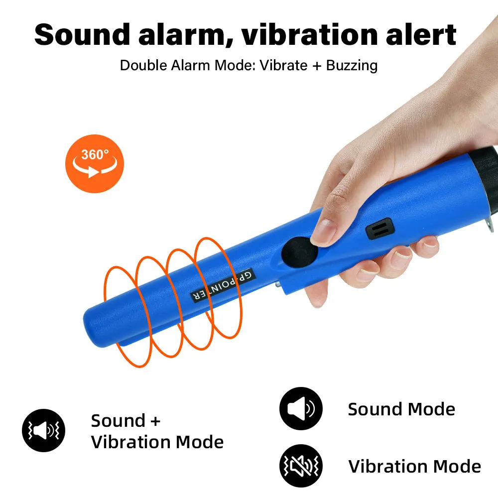 Portable GP-Pointer Metal Detector Waterproof Probe with LED Lights for Accurate Gold Silver and Copper Treasure Detection