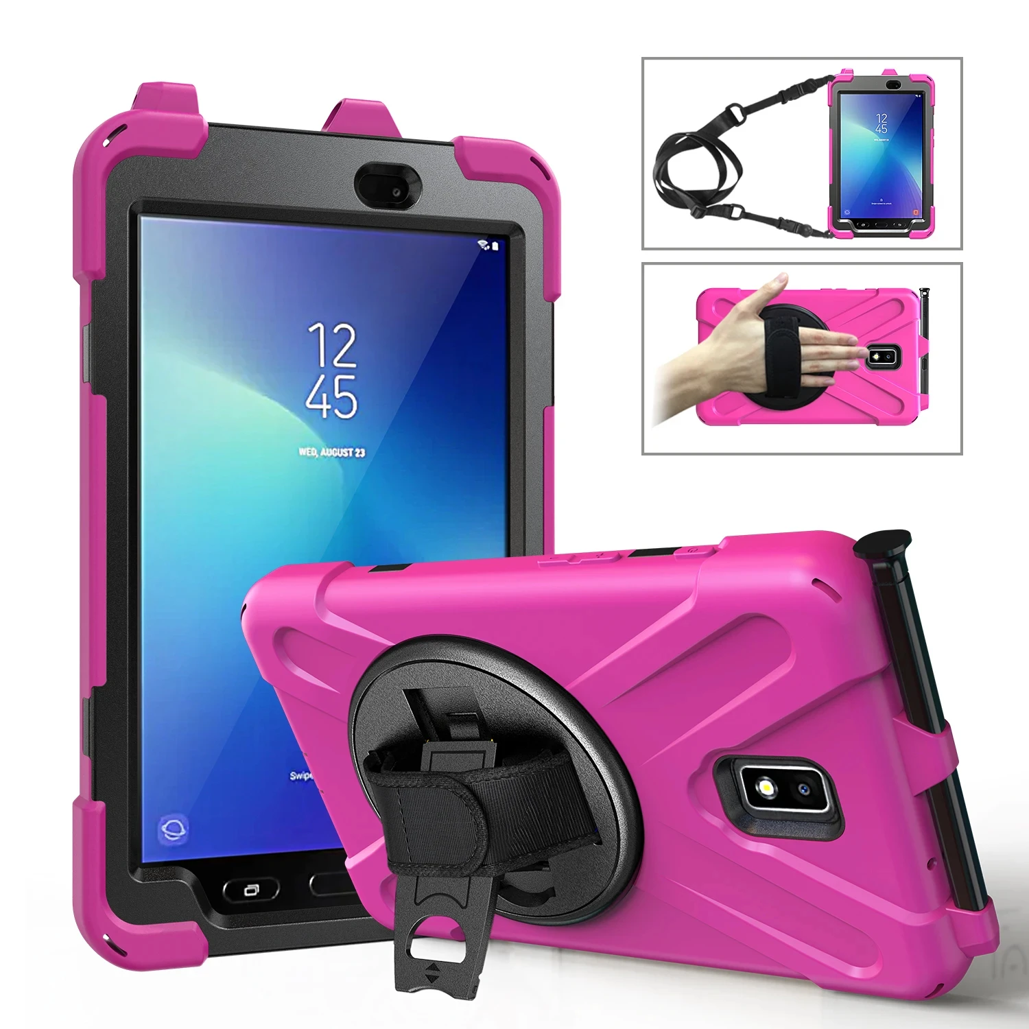 Tab Active 2 8.0 T390 T395 SM-T395 SM-T390 Case  Safe Shockproof Silicone PC Cover With Hand Strap