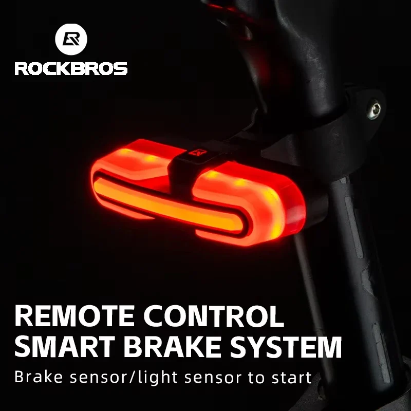 

ROCKBROS Bicycle Smart Rear Light Type-C Charging IPX6 Brake Sensor Auto Stop Cycling Taillight Warning Light Bike Accessories