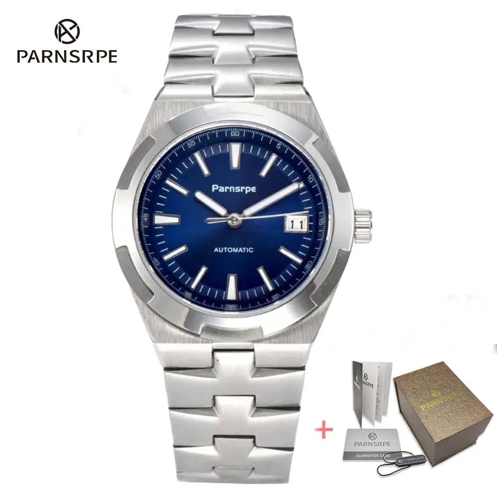 PARNSRPE brand newest model NH35 movement business mechanical watch sterile dial stainless steel case strap men\'s gift watch