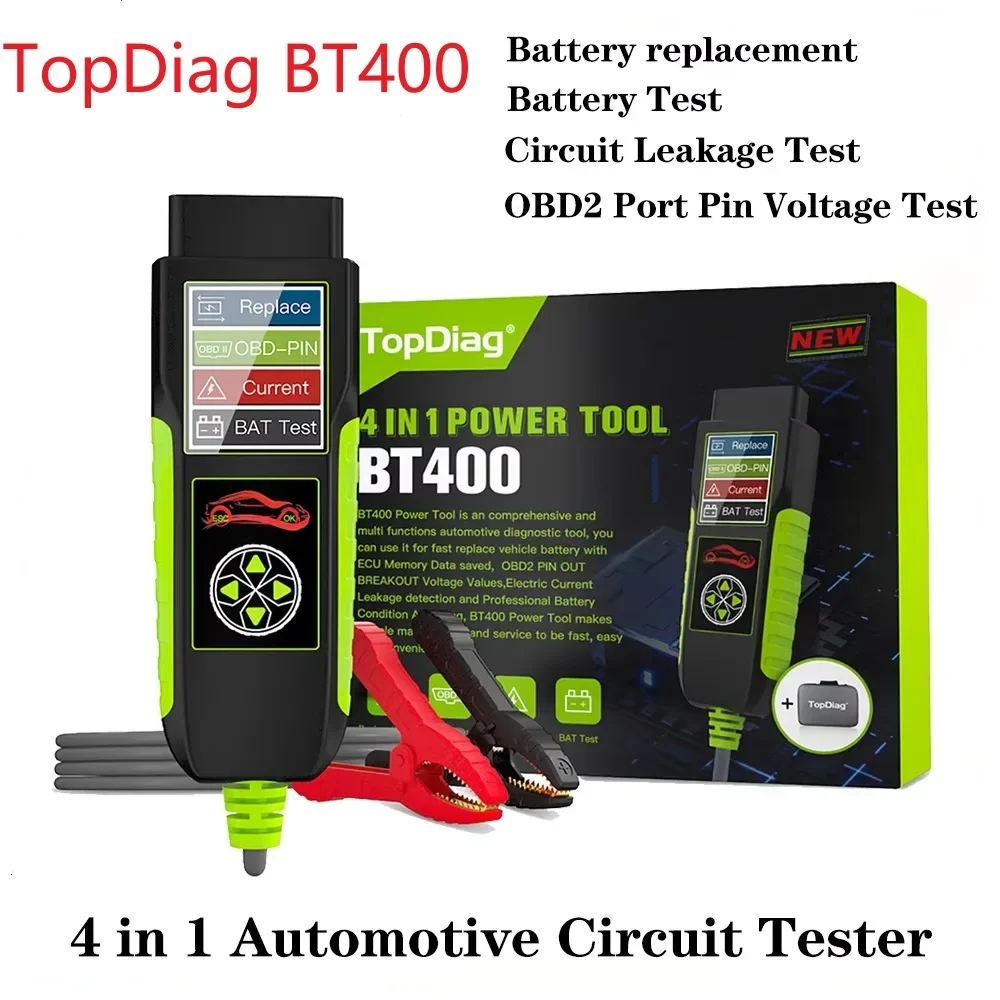 Newest TopDiag BT400 Automotive intelligent Battery Tester Battery Analyzer OBD Scan 12V/24V Car Diagnostic Tool