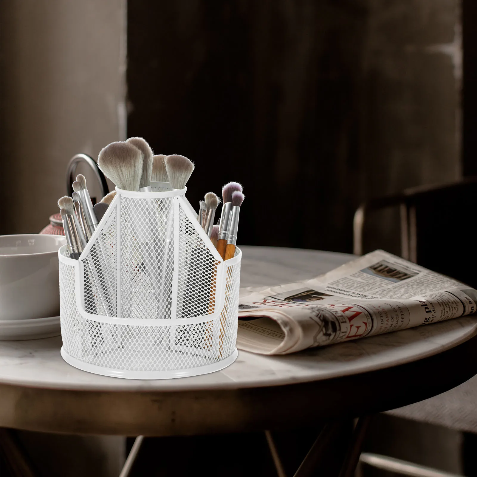 

360° Rotating Metal Desk Organizer Large Capacity Pen Pencil Holder For Cosmetics Stationery Art Supplies Office Home Use