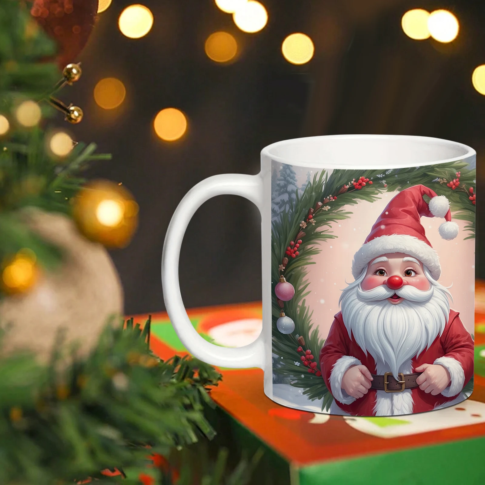 11oz Christmas Santa Claus 3D Print Coffee Mugs with Handle Dishwasher Microwave Safe Birthday Holiday Gift Mug Anniversary Gift