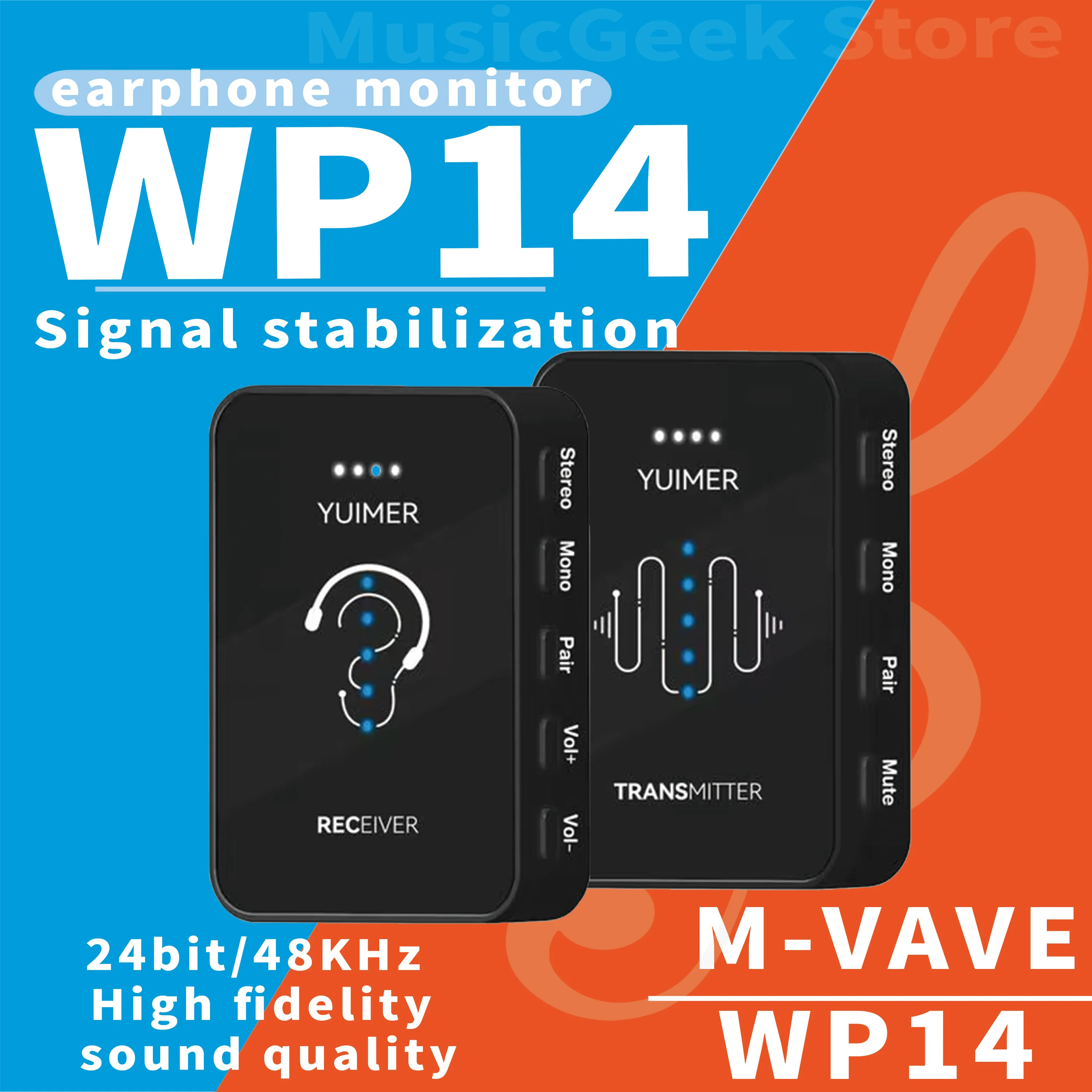 YUIMER WP-14 (SWS14)  Wireless In-Ear Monitor System – 2.4GHz Stereo/Mono, 30m Range, 24bit/48kHz, 6H Battery