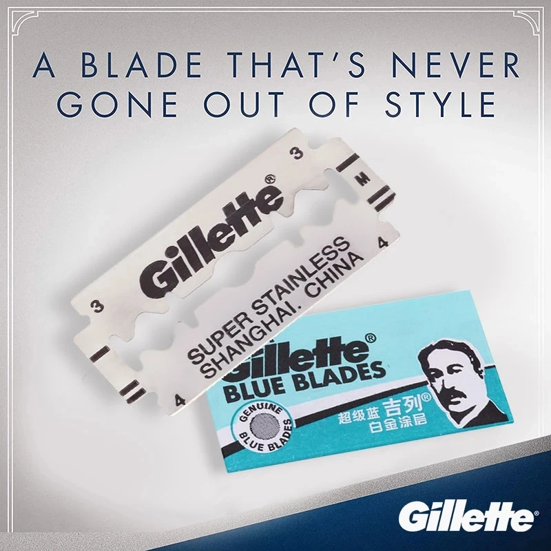 Gillette Super Blue Men Shaving Razors 1 Holder With 1 Blade Official Authentic Safety Razors Shaving Beard For Men