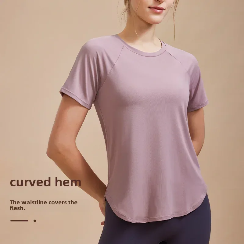 New Fitness Top Women's Quick-dry Sweat-absorbent Yoga Running Short Sleeves T-shirt Loose-fit Sporty Casual Wear