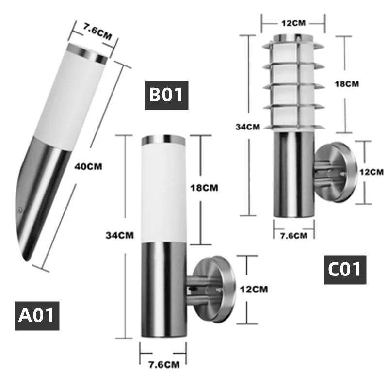 Modern Outdoor Light Waterproof Stainless Steel Wall Lights E27 For Garden Balcony Corridor Exterior Wall Lamps Fixtures Sconce