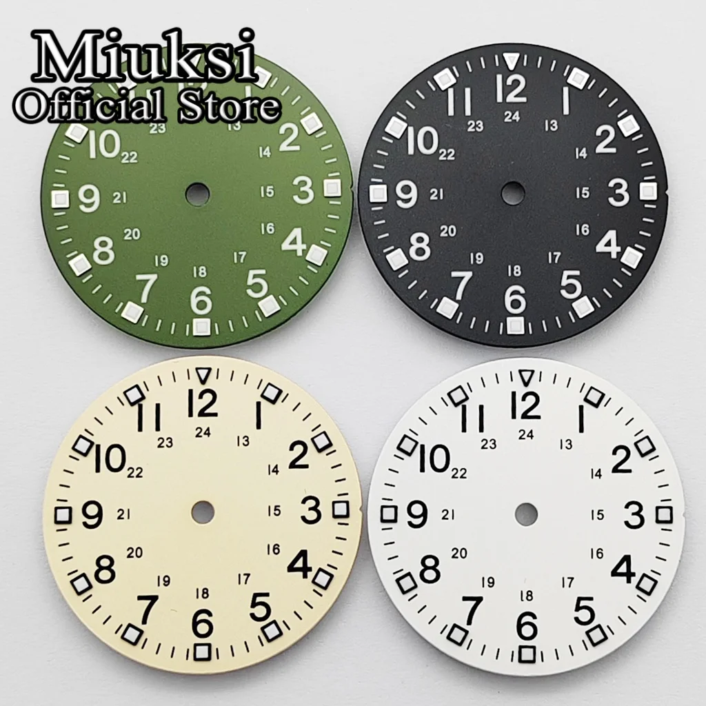 Miuksi 28,5 mm VH31 Zifferblatt, grün leuchtend, passend für VH31 NH35 ETA2824 2836 Mingzhu DG2813 3804 Miyota 8205 8215 821A Uhrwerke – Detail 1