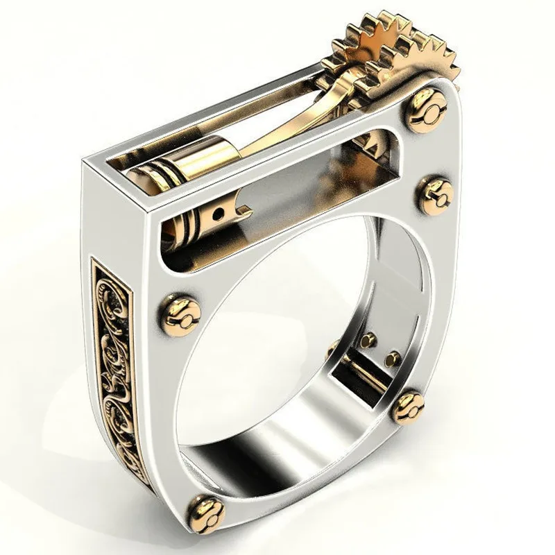 Retro Mechanischer Zahnrad-Ring für Männer Punk Hochzeit Fingerringe Hip-Hop Rock Band Schmuck Paar Jubiläum Valentinstag Geschenk