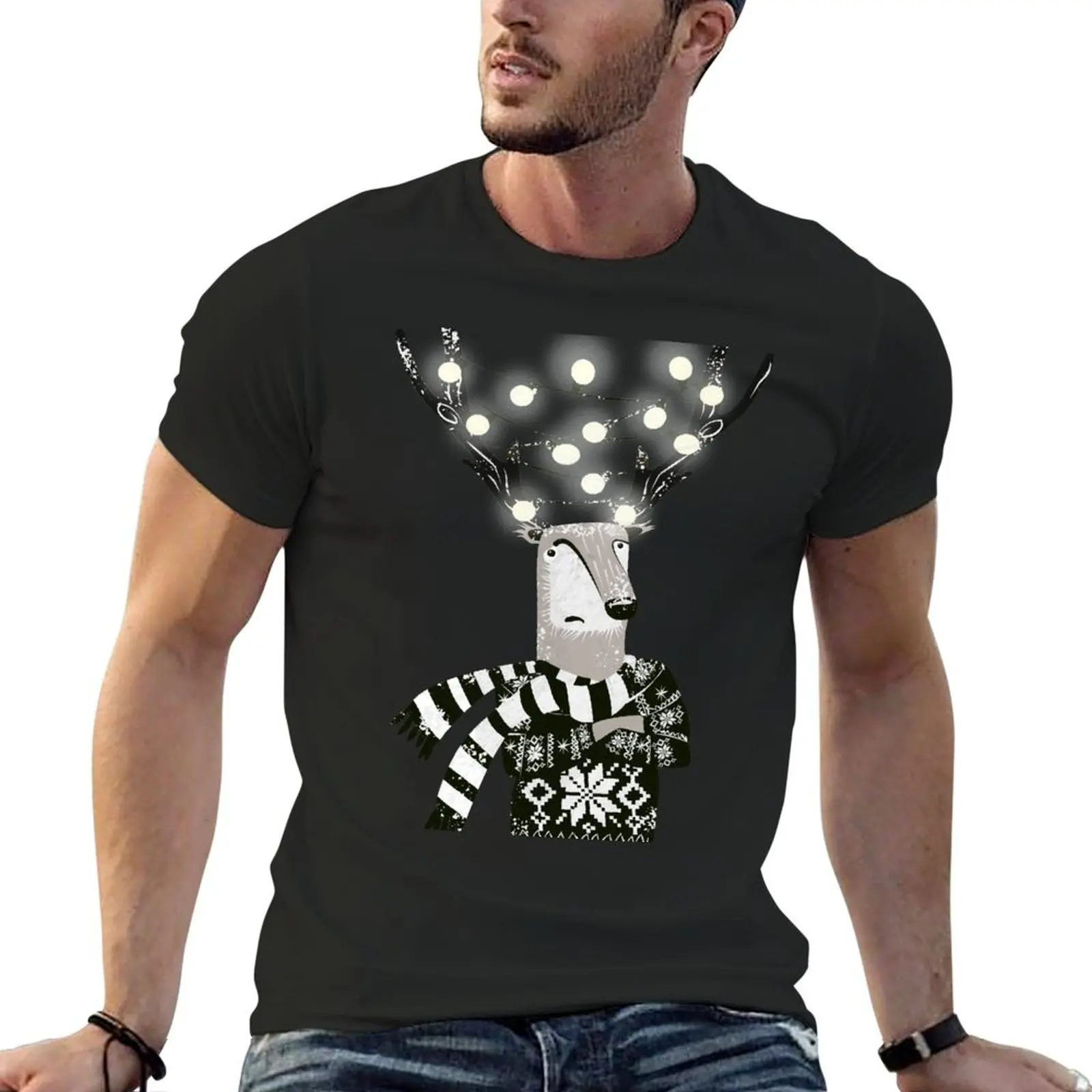 Christmas Bright Reindeer T-Shirt heavyweights shirts graphic mens graphic t-shirts big and tall