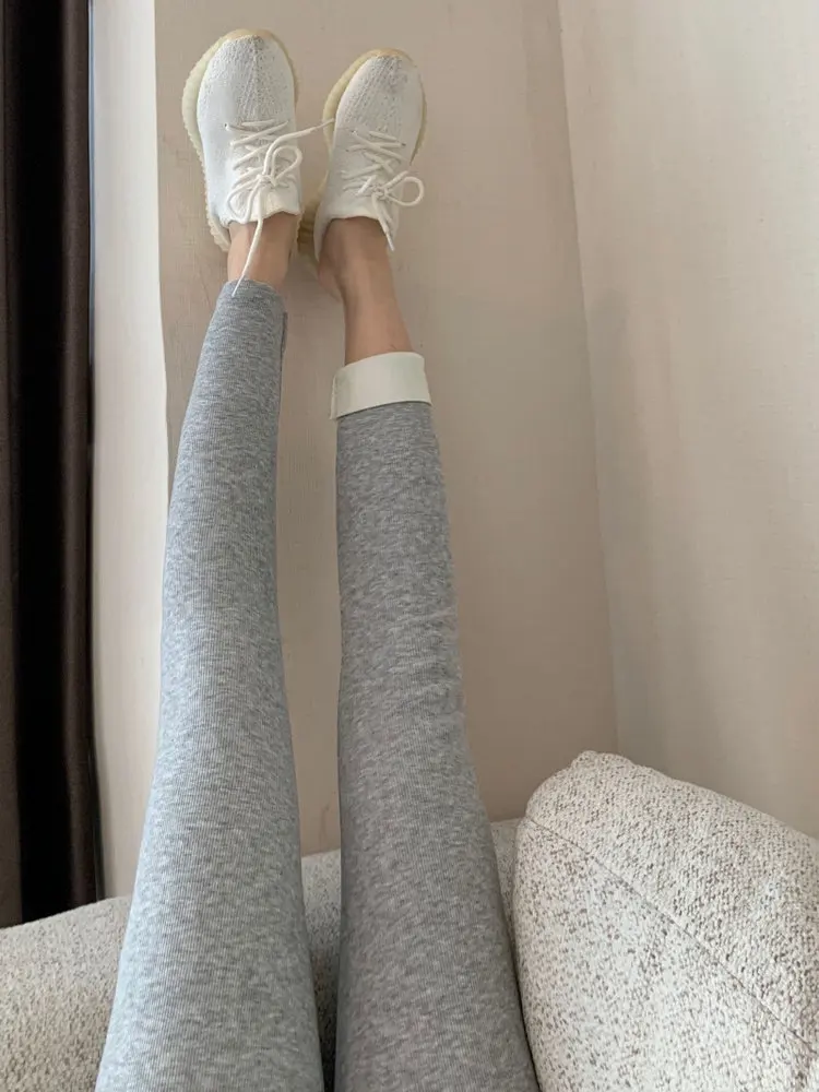 High Waist Fce Lined Slim Fit Pants Women's Winter Warm Sli Base Layer Trousers Korean Sle ey Leggings