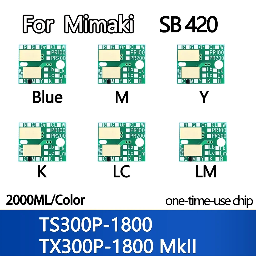 2000ML SB420 SB 420 Ink Chip for Mimaki TS300P-1800/Tx300P-1800 MkII Ink Bottle disposable chip Blue K M Y LM LB