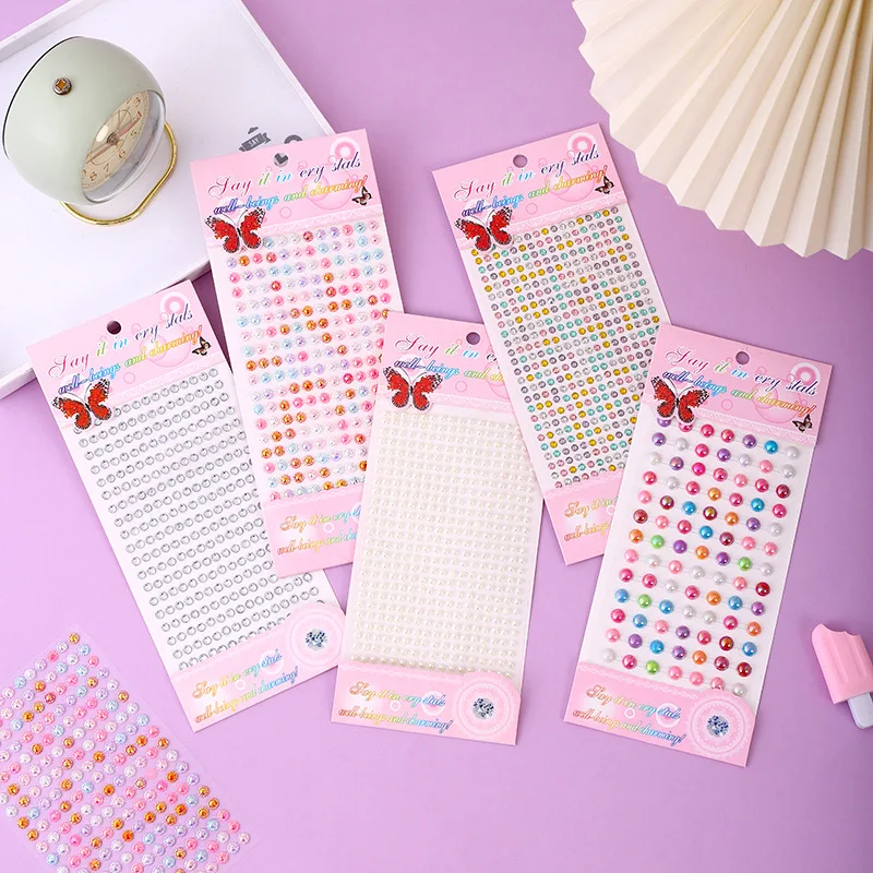 Wholesale Self Adhesive Acrylic Gems Stickers Rhinestone Pearl Crystals for Children DIY Craft Scrapbook Album Phone Case Decor