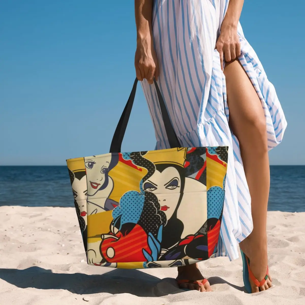 

Cartoon Snow White And Villains Beach Tote Bag Sport Gym Yoga Duffle Large Tote Bag Women Travel Bag Fitness bag