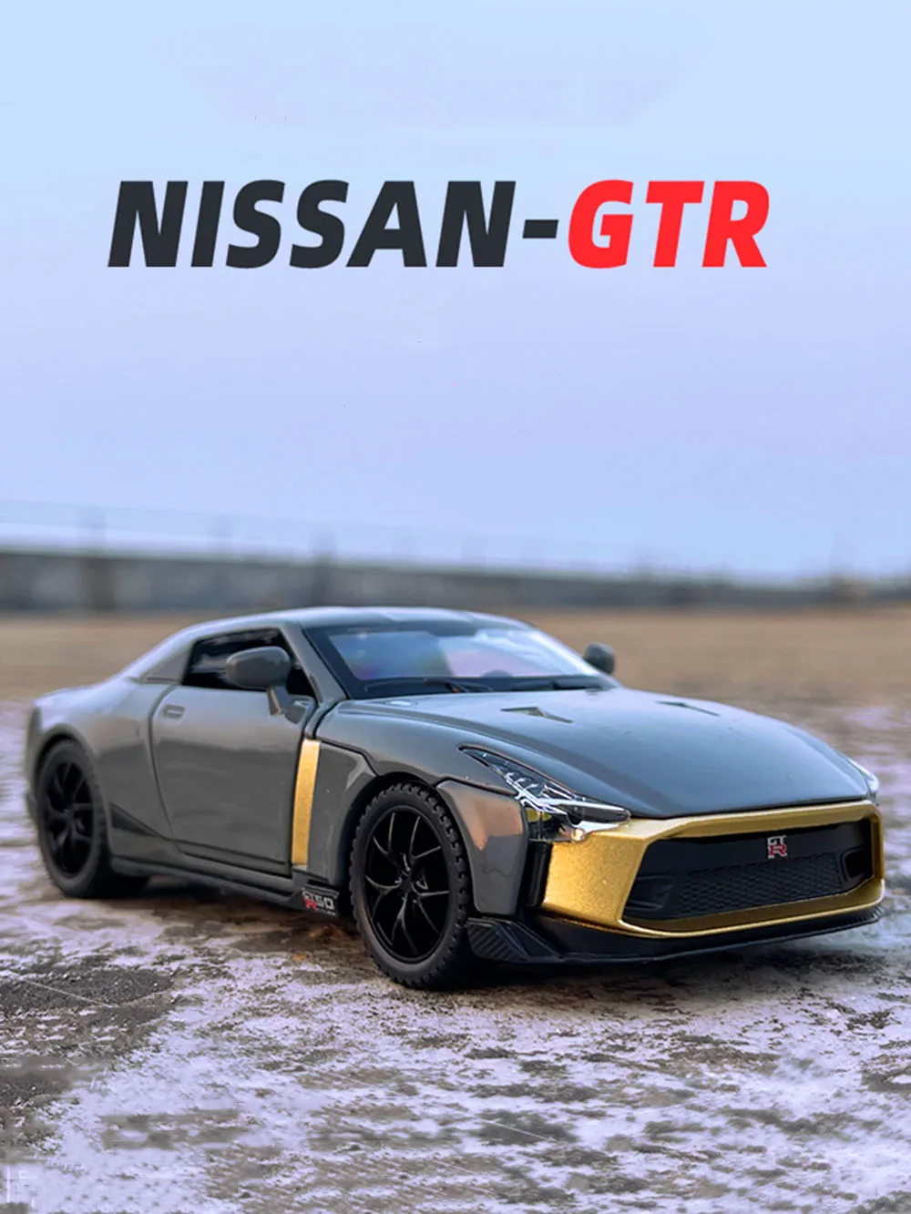 1:32 Nissan GTR50 Sports Cars Models Alloy Diecast Toy Vehicles Doors Opened Pull Back Sound Light Collection Gift for Children