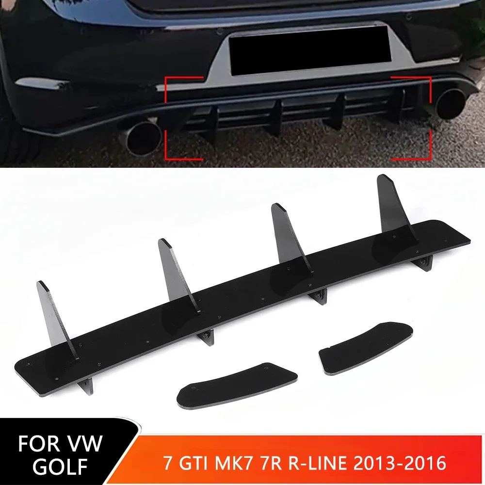 

For VW Volkswagen Golf 7 GTI MK7 7R 2013-2016 Car Rear Bumper Glossy Black Diffuser Rear Side Splitters Spoiler Lip Accessories