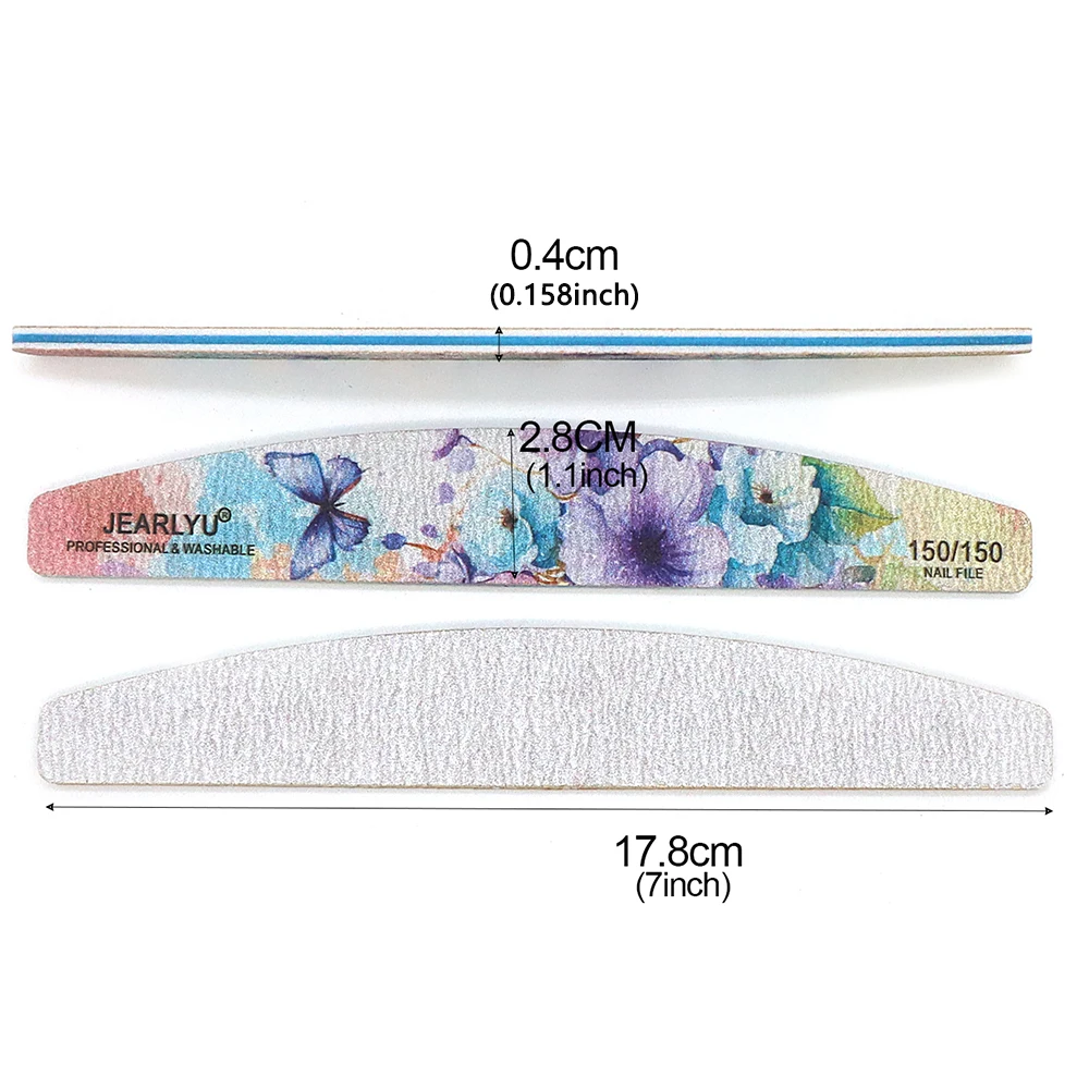 50 Uds. Lima artística para uñas con forma de barco, tablero de esmeril de grano 150, suministros de manicura, lima de uñas con flores impresas, accesorios profesionales para uñas