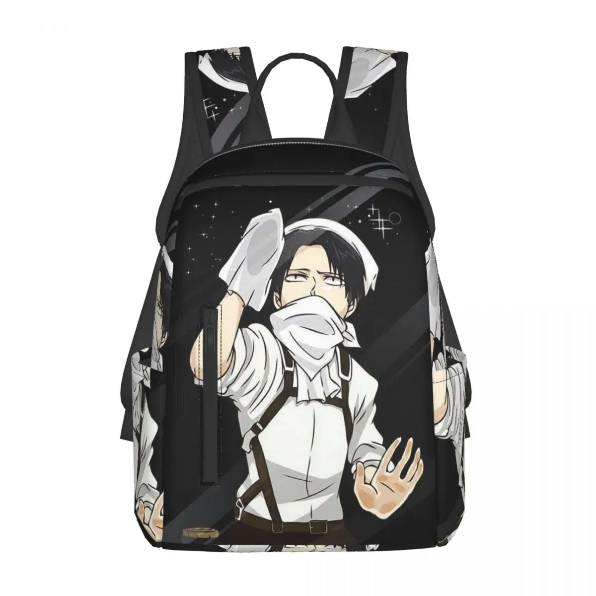 リヴァイ・アッカーマン-進撃の巨人-バックパック-デイパック-大容量-キッズブックバッグ-スクールバッグ-ショルダーバッグ-メンズ-レディース