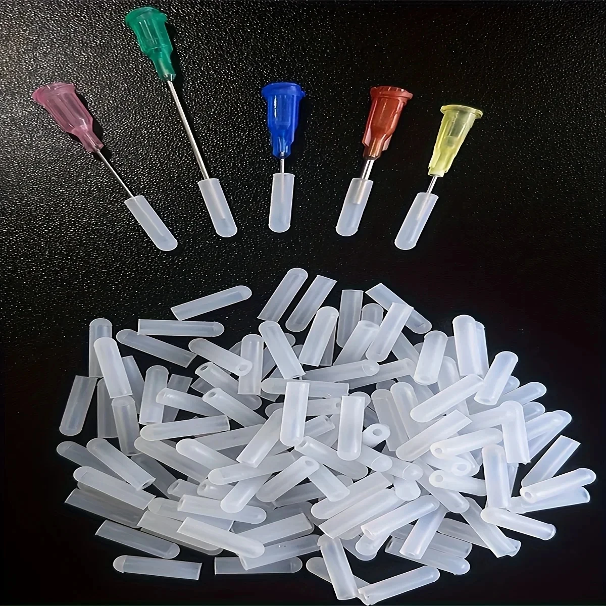 10/30/50pcs Milky White  Black Silicone Needle Caps, Dispensing Tip Protector, Anti Leakage Anti Solidification Cover