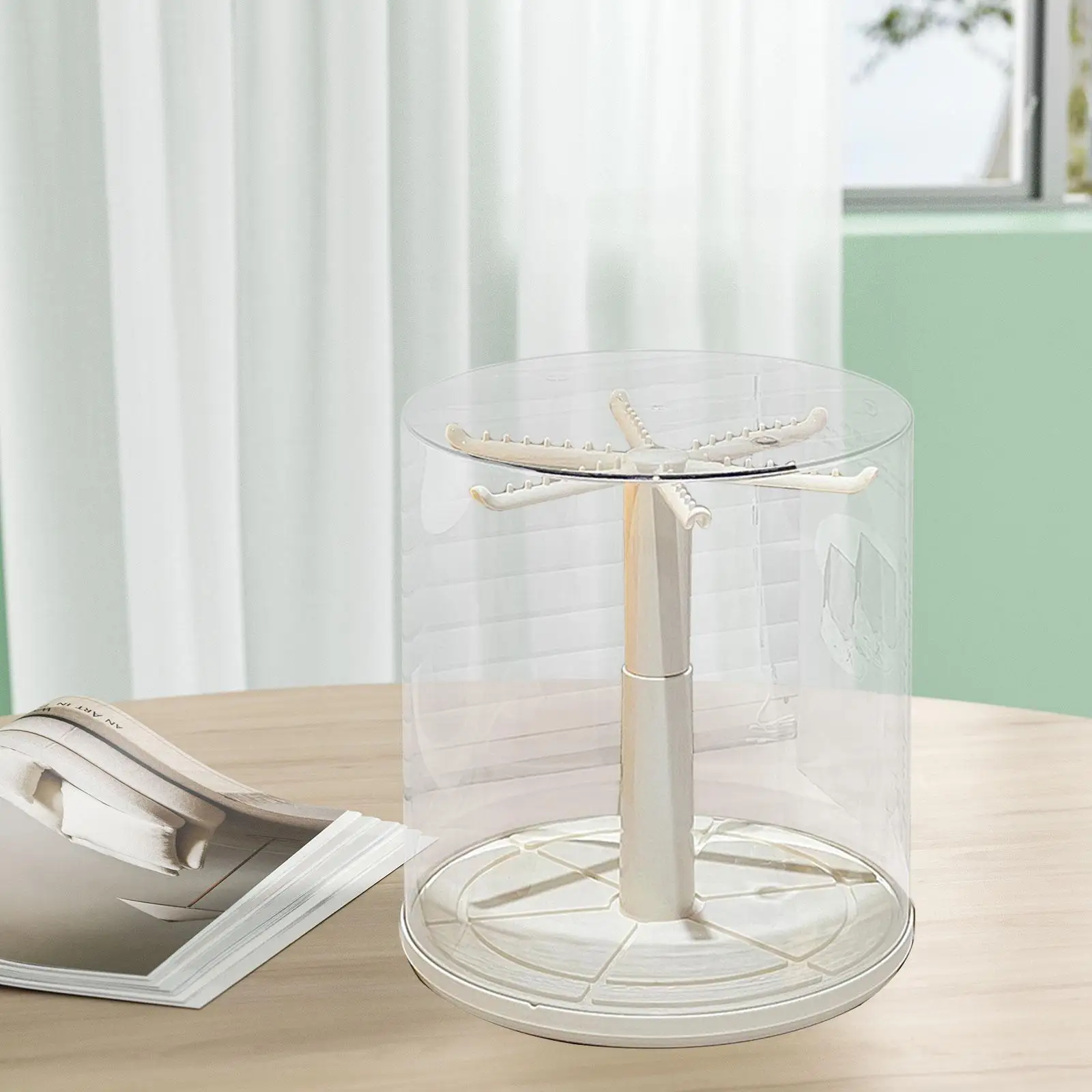 Rotating Clear Display Case Stackable Holder Cabinet Portable Organizer for Plush Dolls Keychains Figures Display
