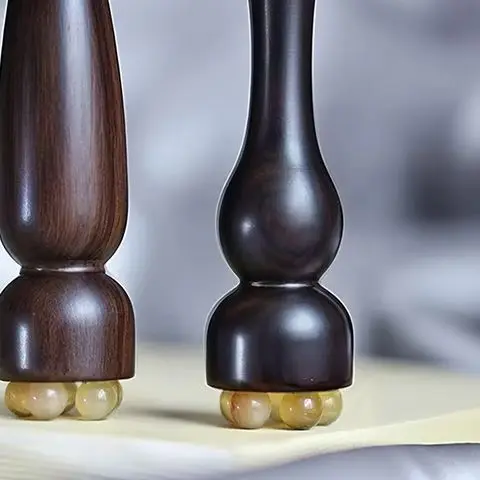

Массажер для ухода за кожей лица Gua Sha, уменьшает отечность, массажная палочка для глаз из сандалового дерева, пять бусин, инструменты для массажа лица с стружкой лотоса