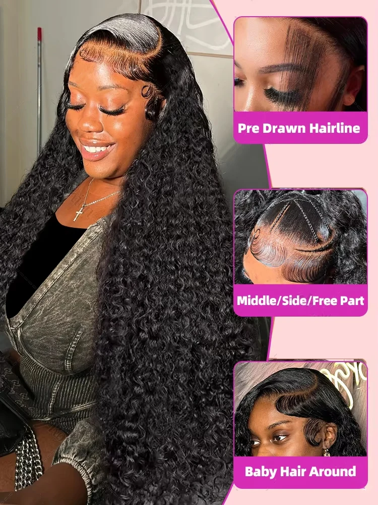 250% HD 13X6 Curly 30 40 Inch Loose Deep Wave 13X4 Lace Frontal Human Hair Wigs Curly Transparent Lace Front Brazilian Remy Wig