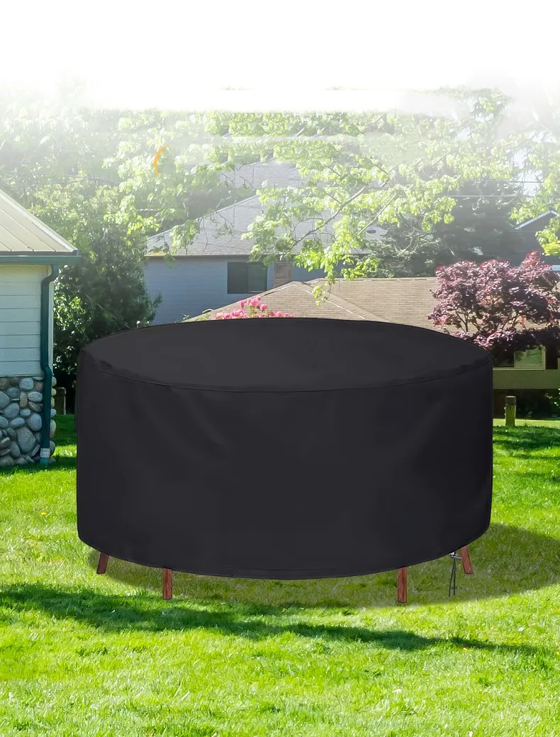 420D Oxford Cloth Outdoor Garden round Table Chair Furniture Cover Waterproof Rain Sun Protection Dust Cover for round Furniture