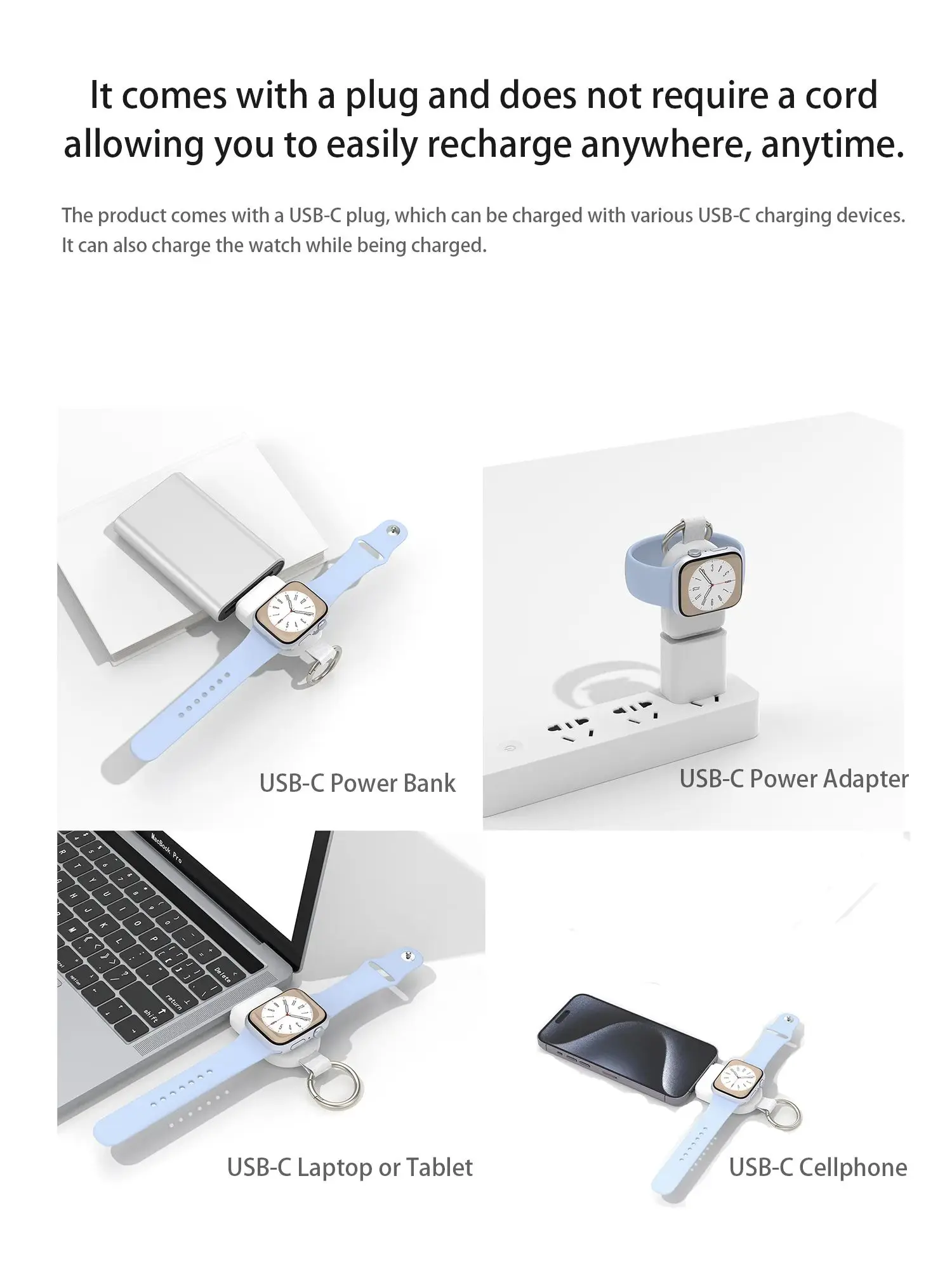 Wireless chargers Power Bank for iwatch, For iWatch 1~9 SE Ultra Air-Pods Pro 2nd Generation. With a plug  easily recharge