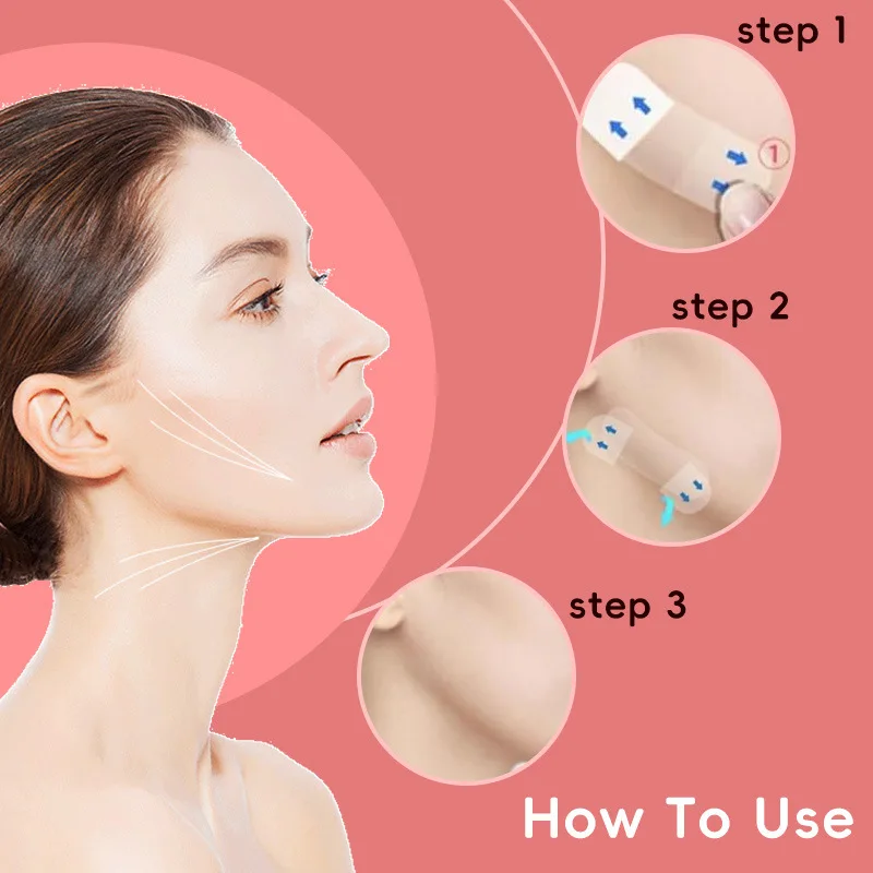 สติ๊กเกอร์ยกกระชับใบหน้า แบบใส บางเฉียบ แผ่นแปะปรับรูปหน้า ยกคาง เครื่องมือปรับรูปหน้าวีเชฟ เทปดูแลผิวหน้า