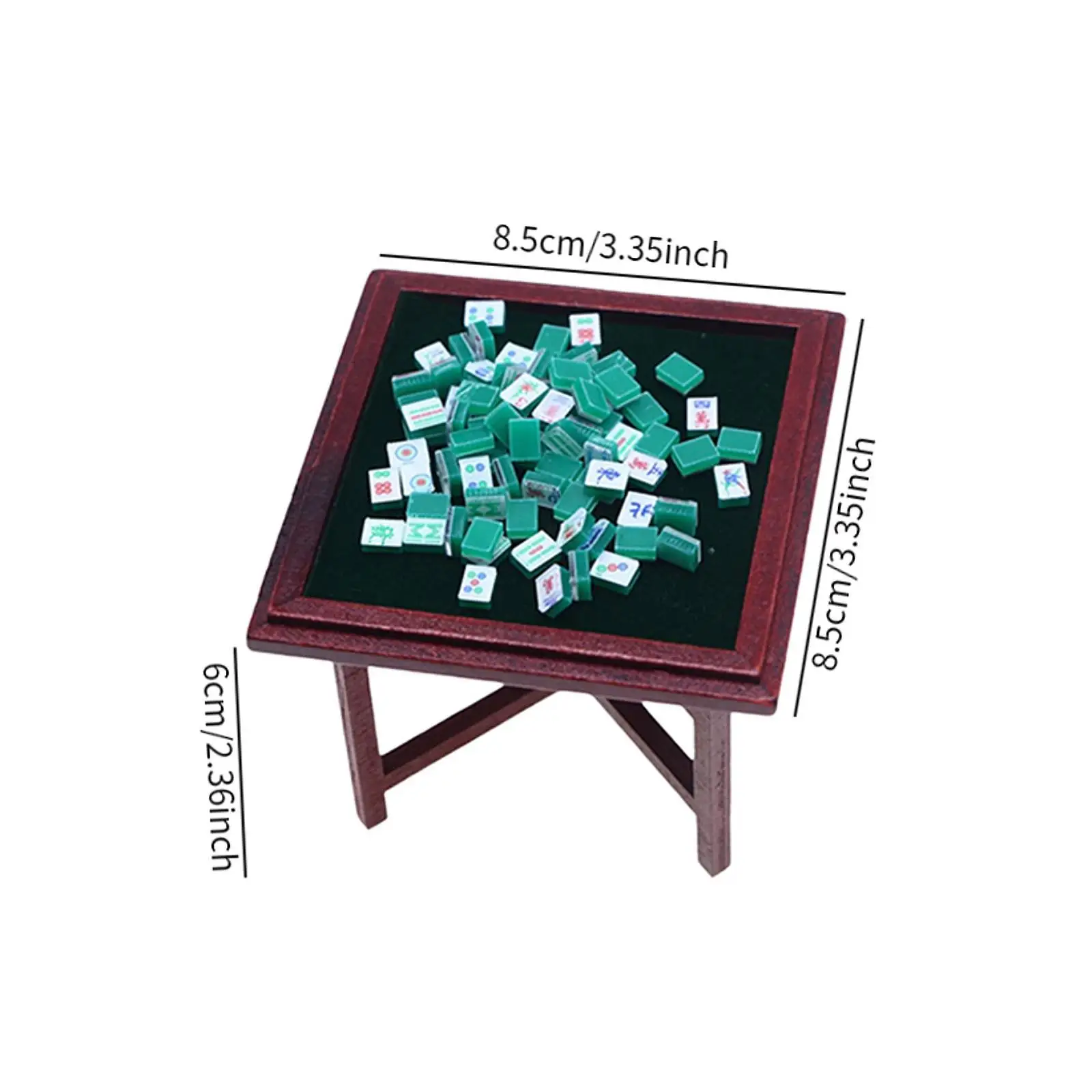 Ensemble de Mahjong Miniature 1:12, maison de poupée en bois faite à la main, meubles de Mahjong, modèle de Table de Mahjong