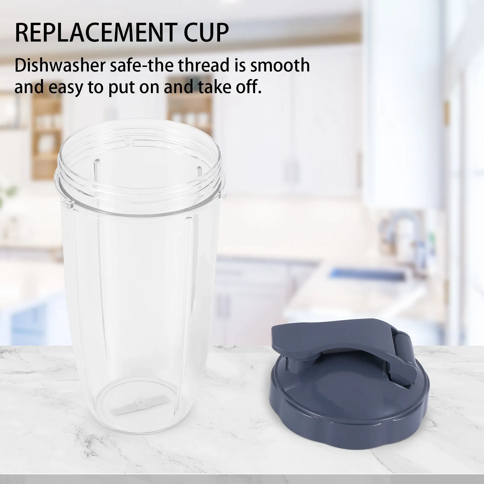 Copos de reposição Gen Basic de 32 onças com tampa flip-top para liquidificador Nutribullet 600W e Pro 900W (pacote com 2)
