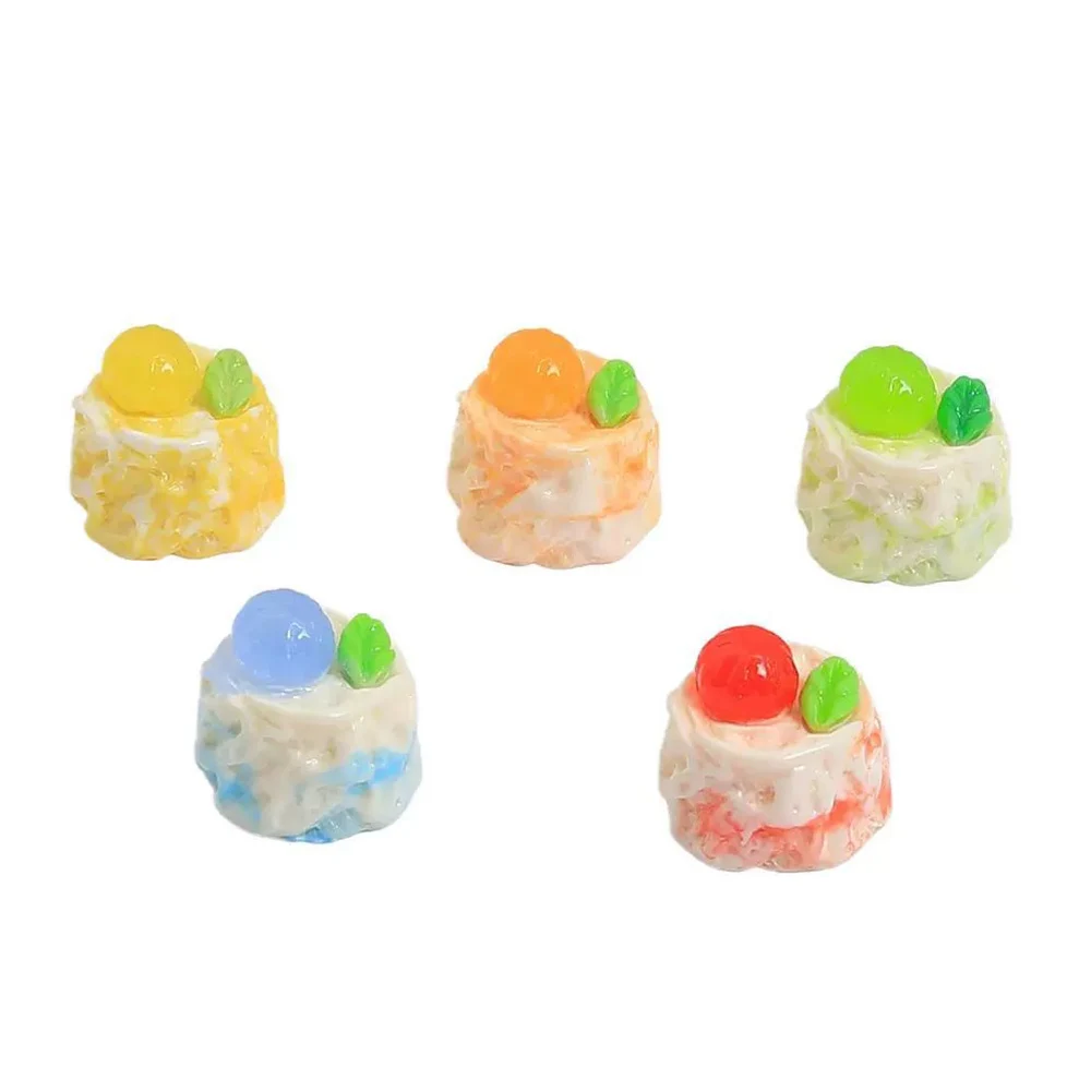 5PCS Fruit Cake Series Miniature Flat Back Resin Cabochons For Hairpin Scrapbooking DIY Home Decor Craft Accessories