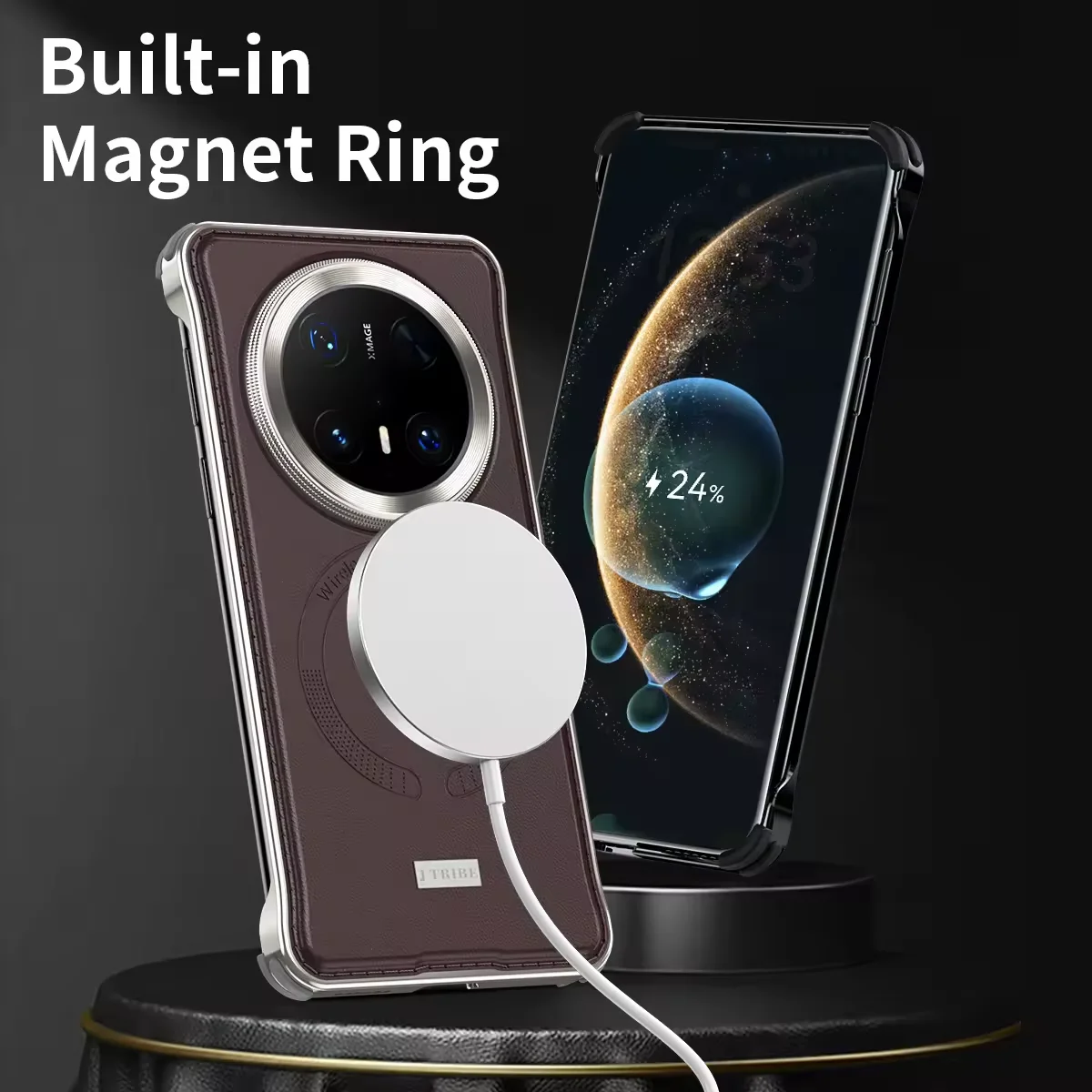 

Metal Magnetic Frameless Ultra-thin Plain Phone Case,For Huawei Mate 70 60 Pura 70 Pro Business Men's Half bag Protective Cover